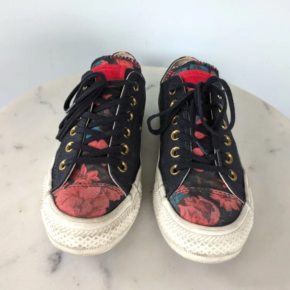 Converse Women's Black & Red Floral Low Top Sneakers - Picture 13 of 14